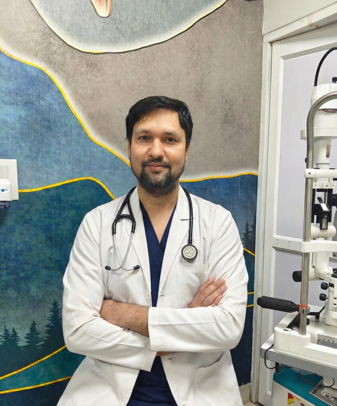 Ophthalmologist examining patient