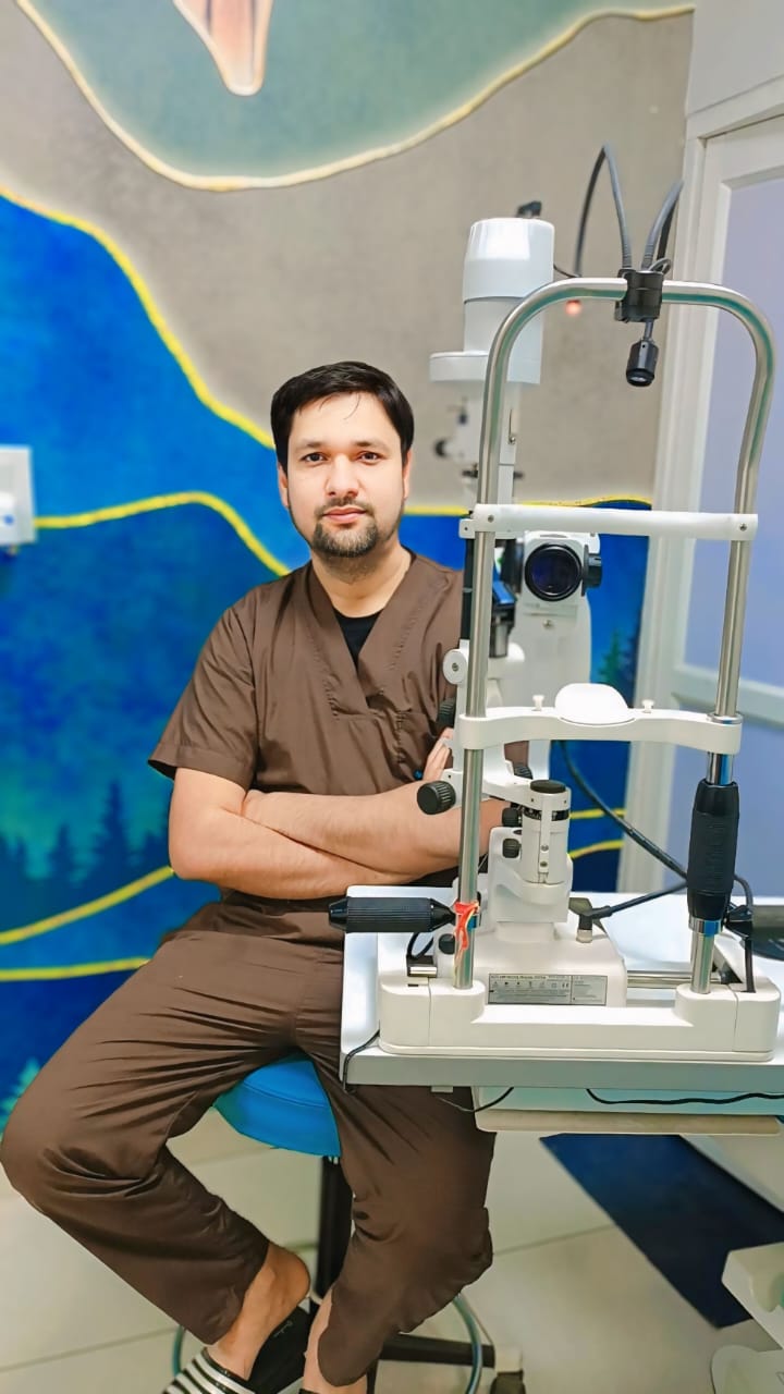 Ophthalmologist examining patient